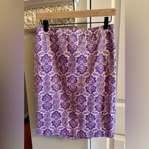 J. Crew Purple and White Midi Pencil Skirt SZ 4